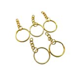 Set de 5 Aros Metálicos Dorados con Cadena y Argolla para Llaveros (Pack 5)