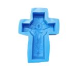 Molde de Silicona Cruz con Imagen de Jesucristo en Relieve para Velas Decorativas
