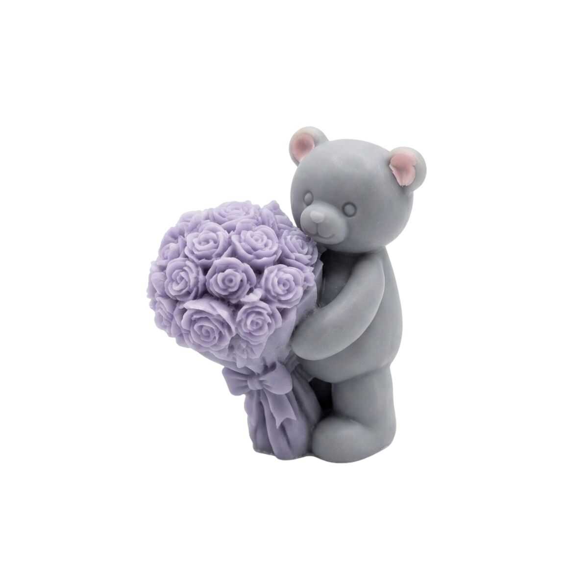 Molde de Silicona Premium Oso Teddy con Ramo de Rosas para Velas 3D